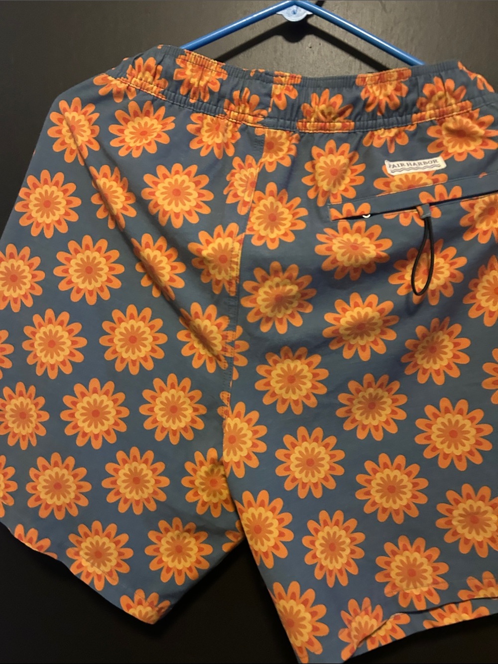 Fair Harbor Blue Swim Trunks with Orange Floral Print - Picture 5 of 6